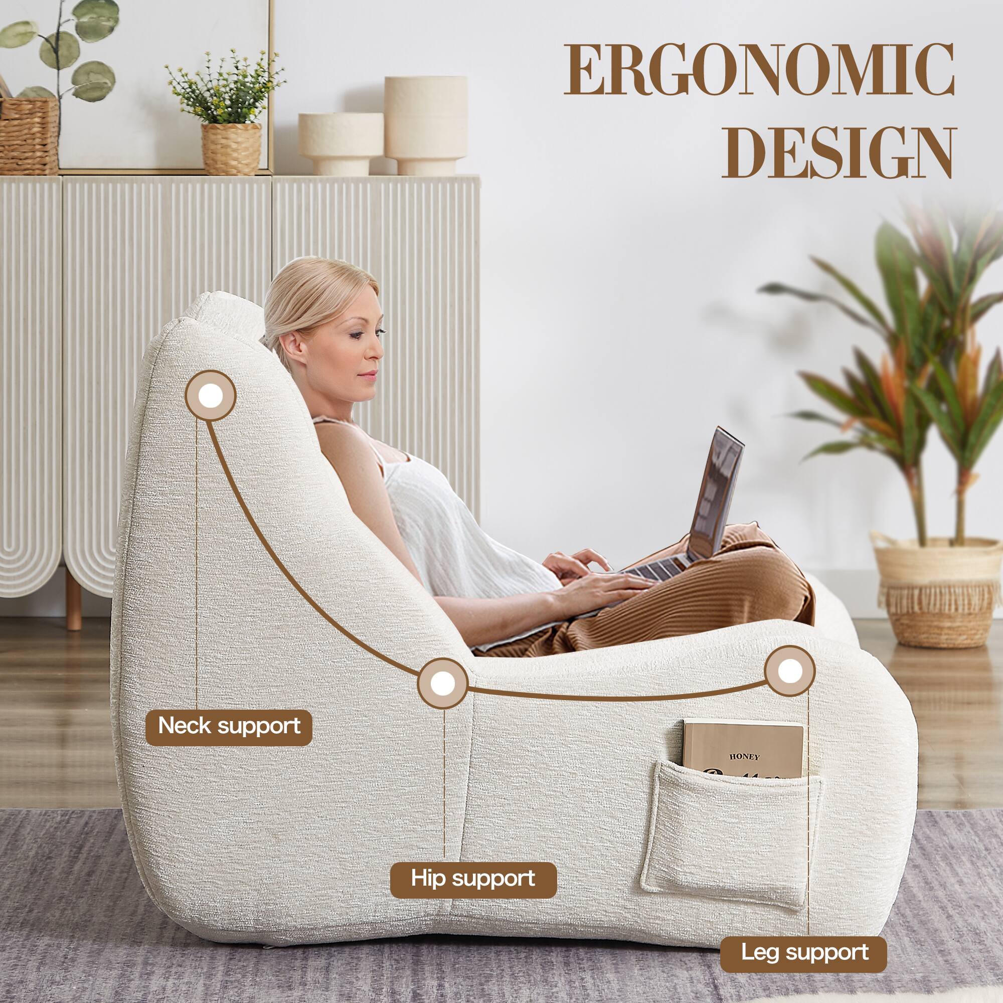 ERGONOMIC DESIGN

- Neck support
- Hip support
- Leg support