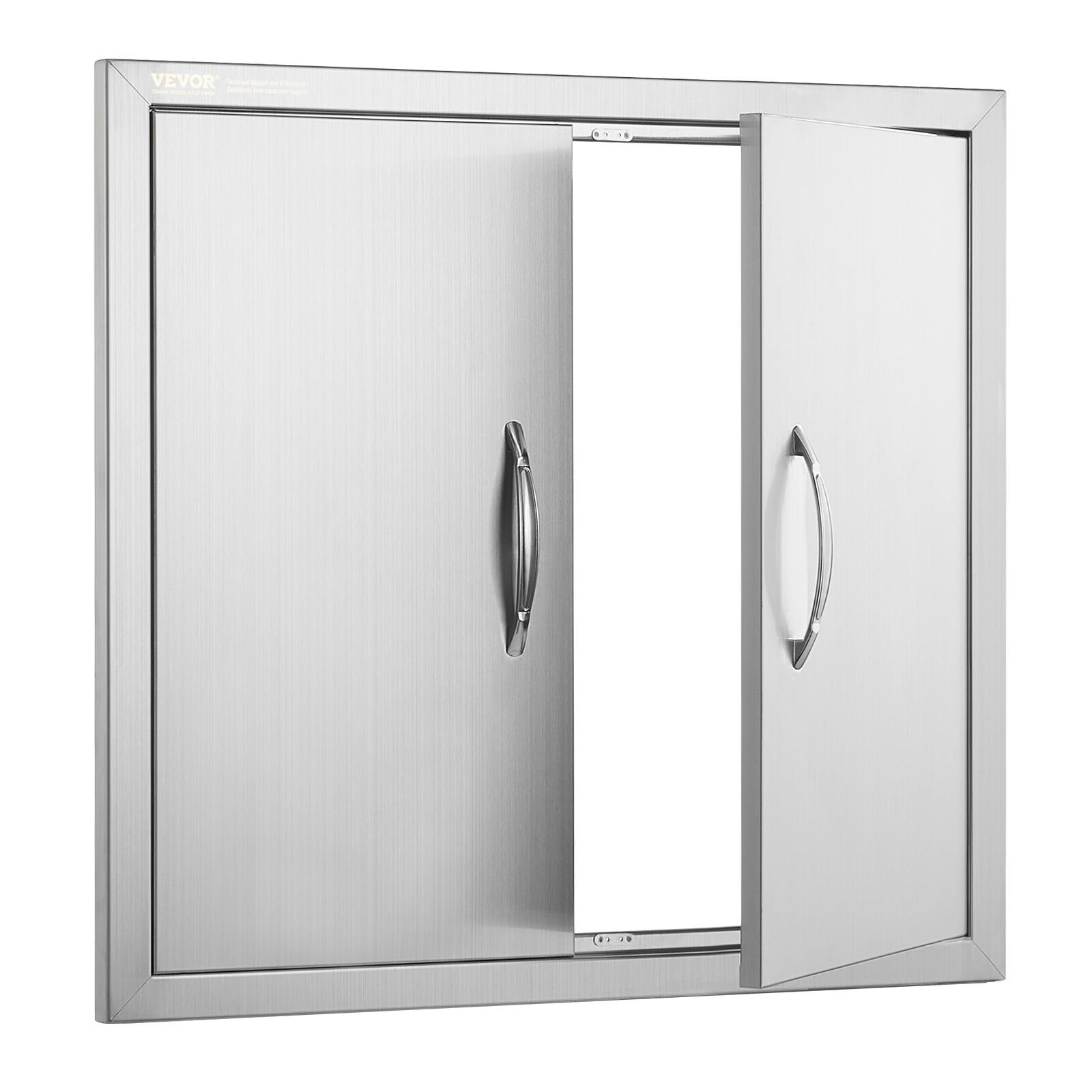 Alt View 5. VEVOR - BBQ Access Door, 26W x 24H Inch Double Outdoor Kitchen Door, Stainless Steel Flush Mount Door, Wall Vertical Door - Silver.