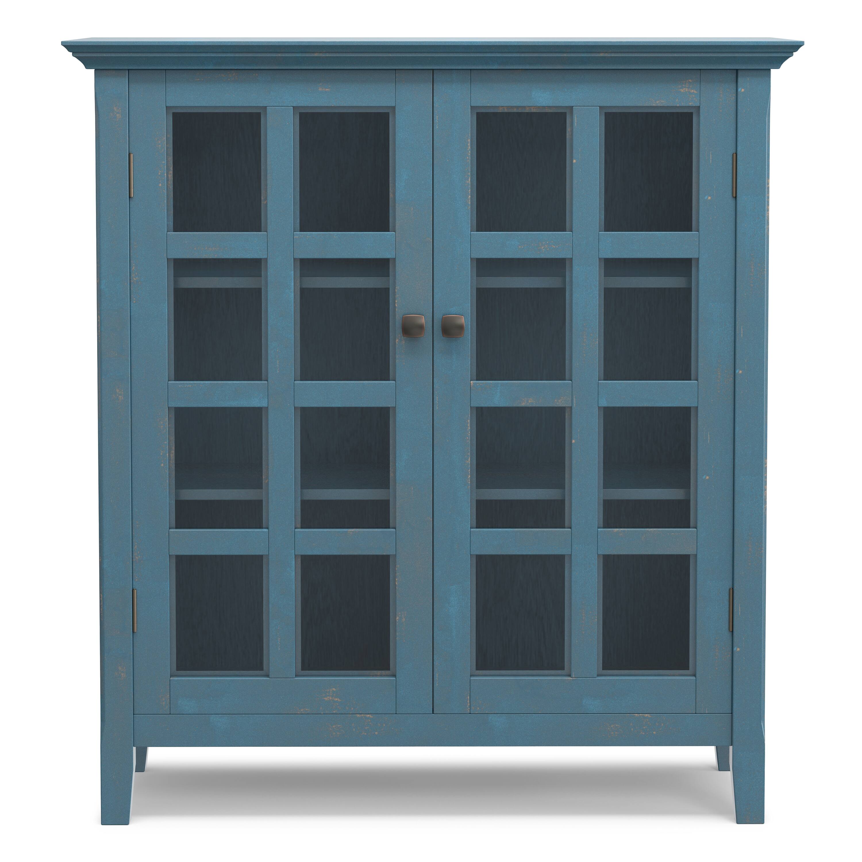Left. Simpli Home - Acadian Medium Storage Cabinet - Distressed Coastal Blue.