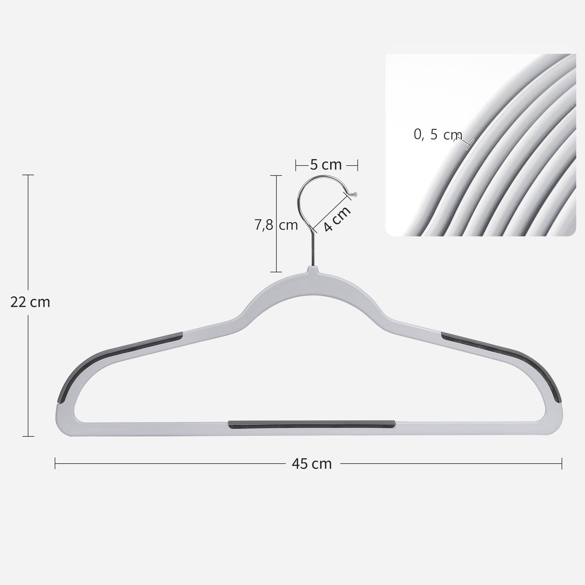 Alt View 1. Songmics Home - Clothes Hangers, Pack of 50 Plastic Coat Hangers, Space-Saving, 0.2 Inches Thick, 17.7 Inches Wide, 360° Swivel Hook - Cloud White and Dark Gray.