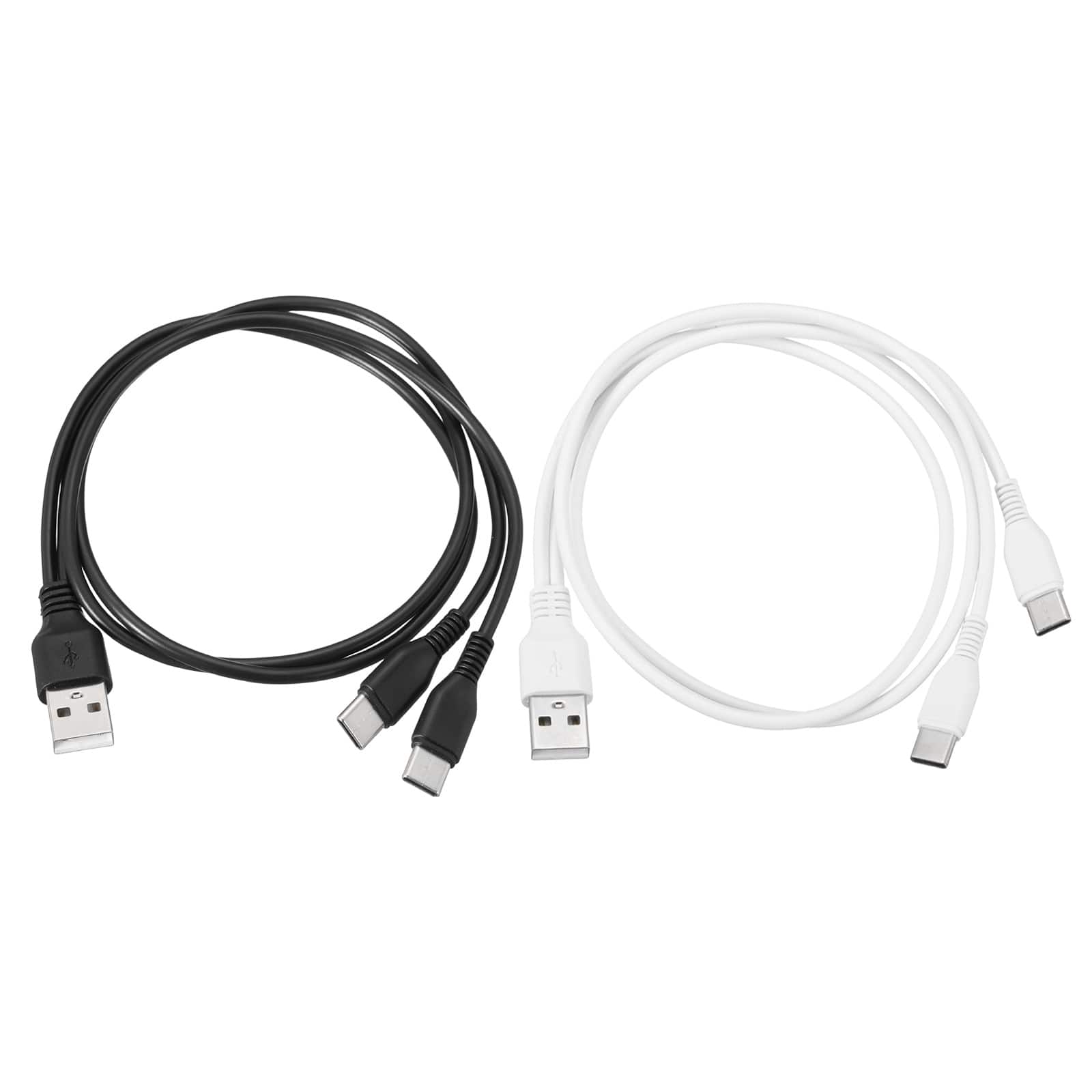 Unique Bargains - Multi USB A to 2 USB-C Splitter, 2-in-1, 20in, 5V 2A, 2pcs - for Phone/Power Bank/Tablet - Black, White