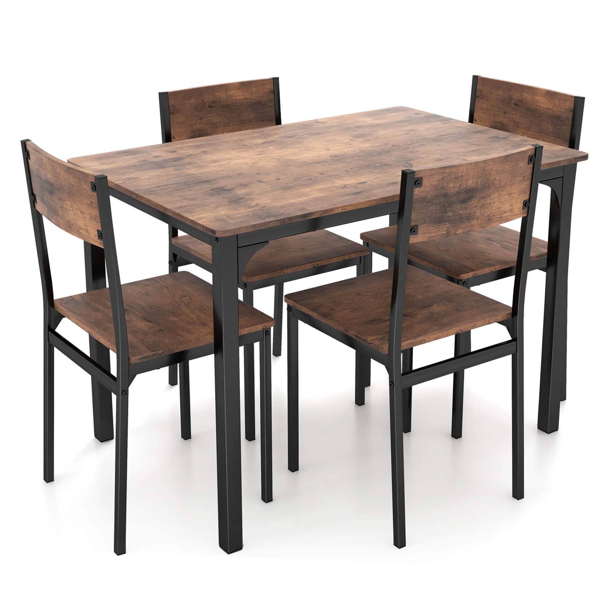 Alt View 17. Costway - 5 Piece Dining Table Set Industrial Style Kitchen Table & Chairs for 4 Brown - Rustic Brown.
