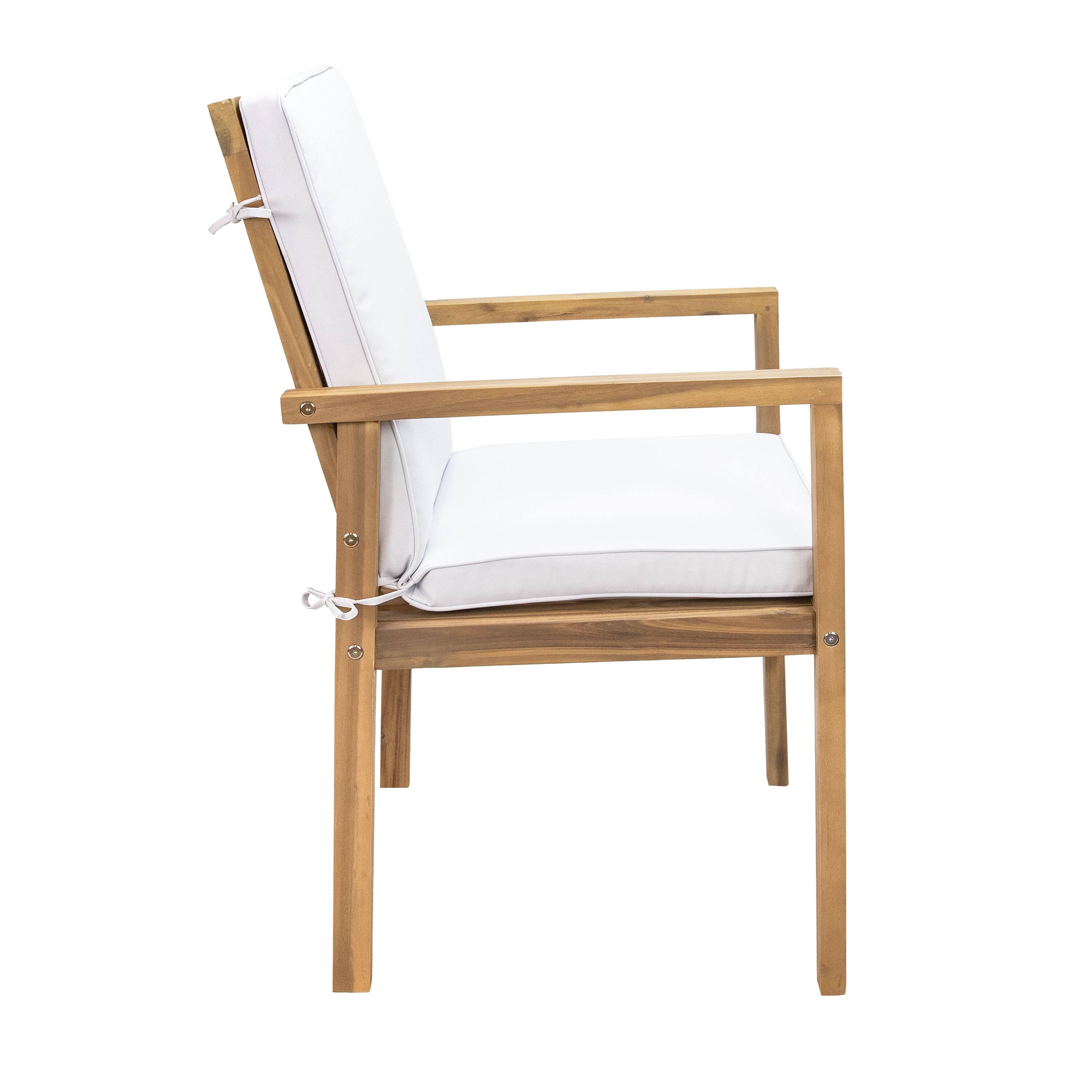 Alt View 9. Sunnydaze - Rodanthe Acacia Wood 5-Piece Outdoor Dining Set - Natural/Bone White.