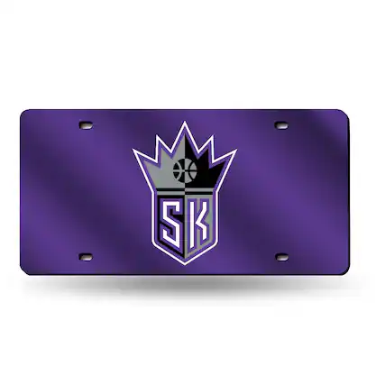 Front. Rico Industries - Sacramento Kings Basketball Logo Mirror Look LASER License Plate - Multi.