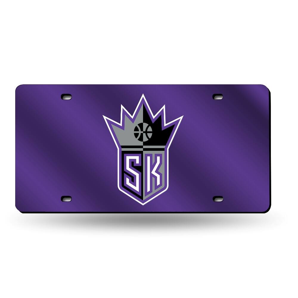 Front. Rico Industries - Sacramento Kings Basketball Logo Mirror Look LASER License Plate - Multi.