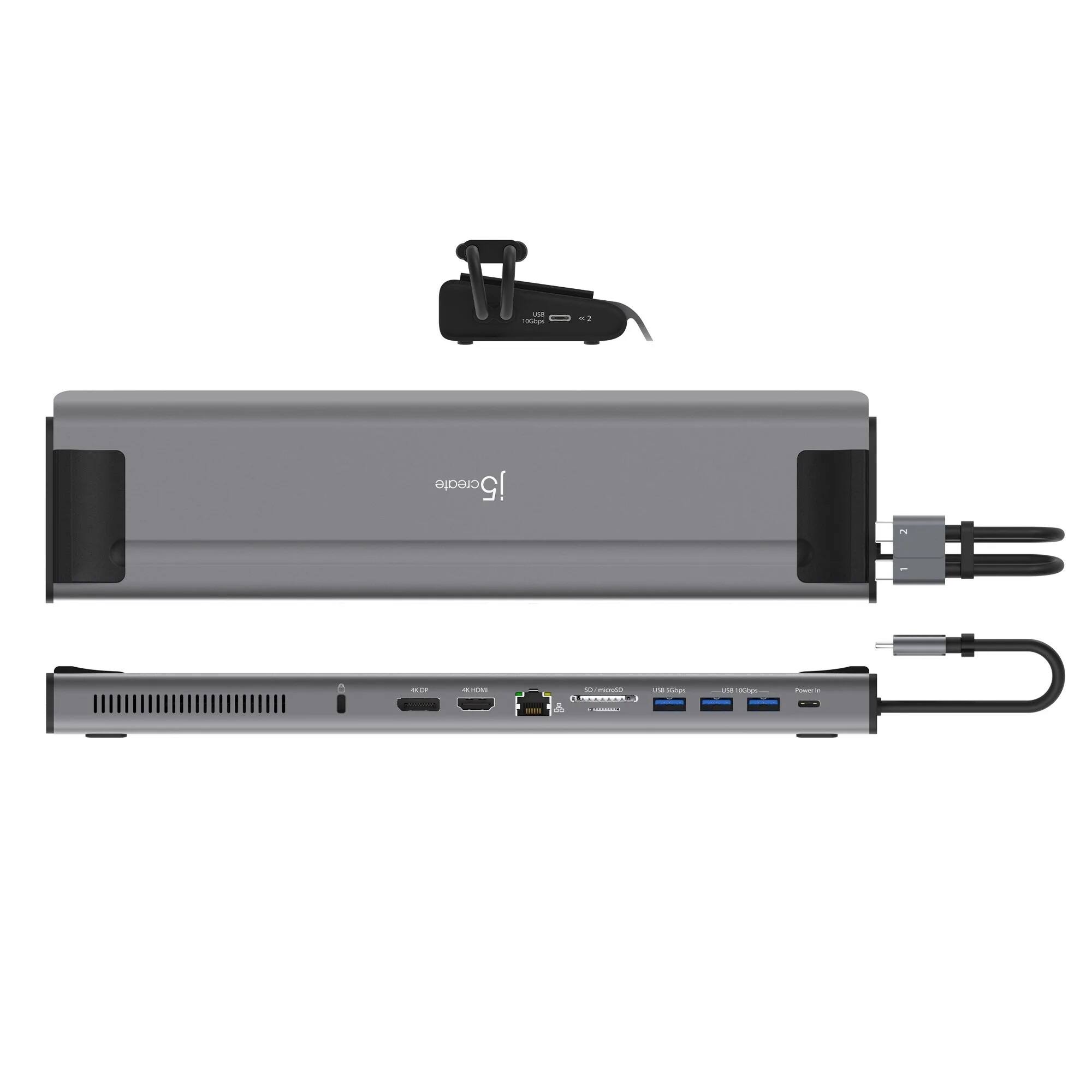 Alt View 12. j5create - M.2 NVMe USB-C Gen 2 Docking Station - Grey & Black.