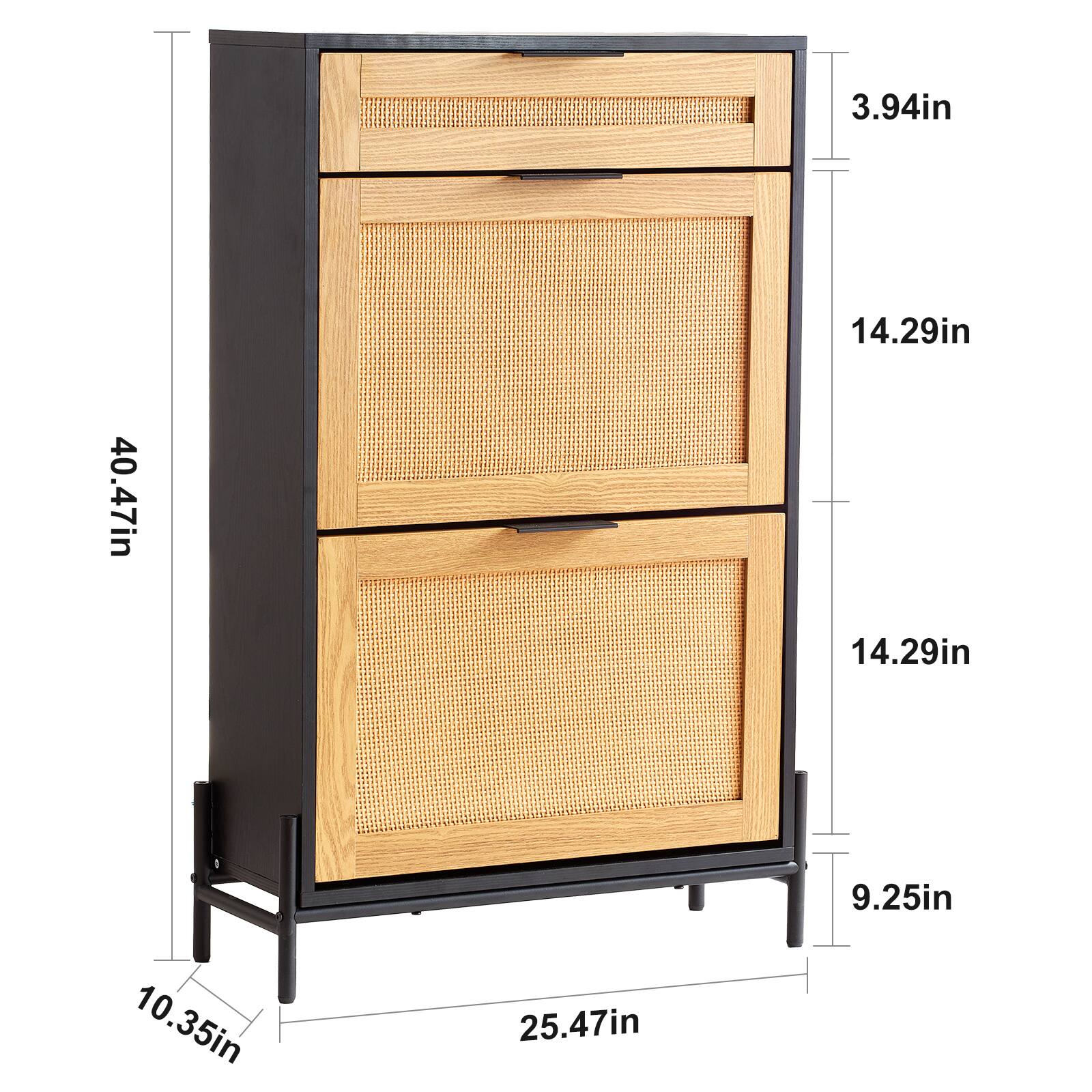 - Height: 40.47 in
- Width: 25.47 in
- Depth: 10.35 in
- Drawer Height: 3.94 in
- Drawer Width: 14.29 in
- Drawer Depth: 9.25 in