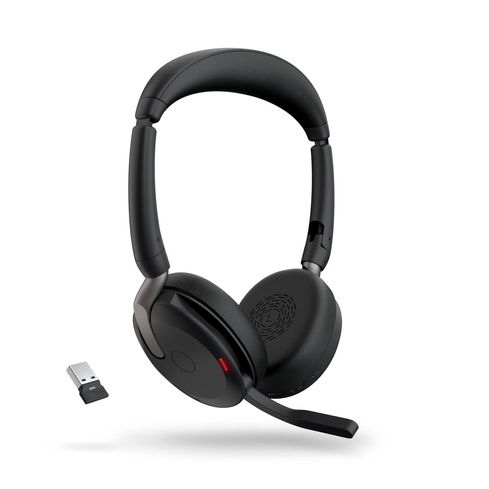 Angle. Jabra - Jabra Evolve2 65 Flex Headset - Stereo - Wireless - Bluetooth - 98.4 ft - 20 Hz to 20 kHz - On-ear - Binaural - Blue.