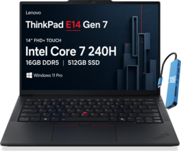 Lenovo - ThinkPad E14 Gen 7 14" FHD+ Touchscreen Laptop - Intel Core 7 240H - 16GB RAM - 512GB SSD - Thunderbolt - Win 11Pro - Black