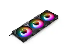 Front. Phanteks - Phanteks M25-120 Gen2 Reversed Blade Triple Pack, 3x 120mm ARGB Fans, Unified Frame, Mirror Hub, Black - Black.