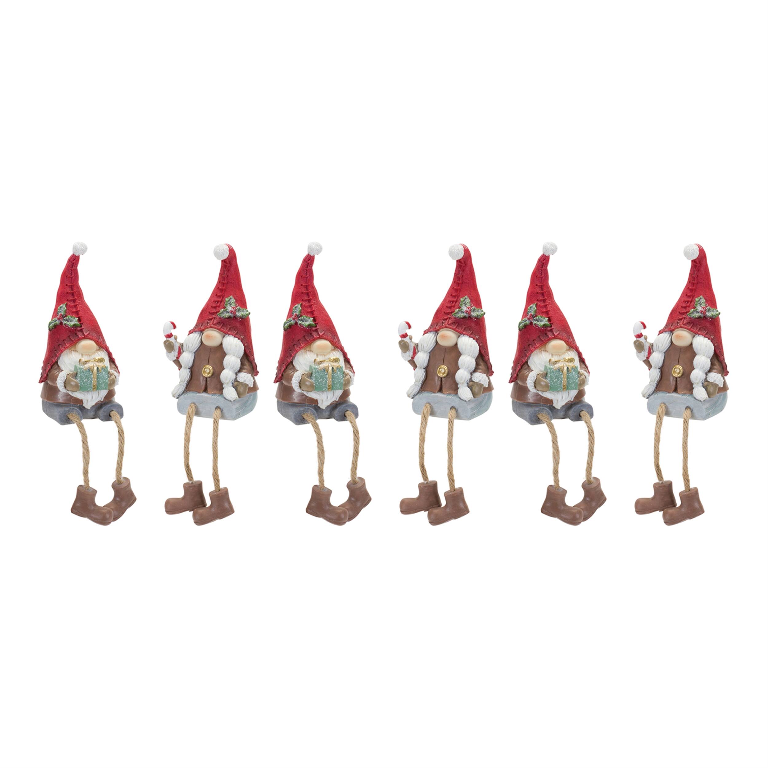 Back. BreeBe - Winter Gnome Shelf Sitter (Set of 6) - Multicolor.