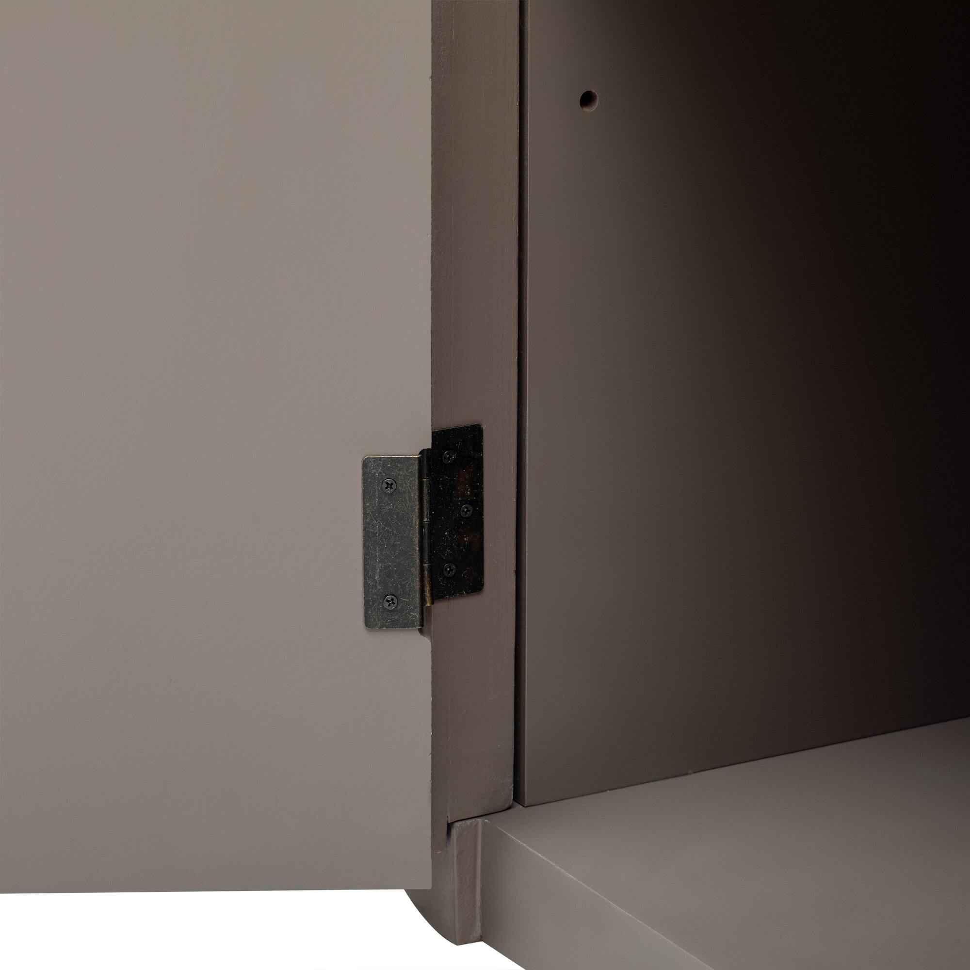 Alt View 5. TinyHomie - Vertical Striped Door Storage Cabinet with Metal Handles Adjustable Suitable for Study Entryway and Living Room - Brown.