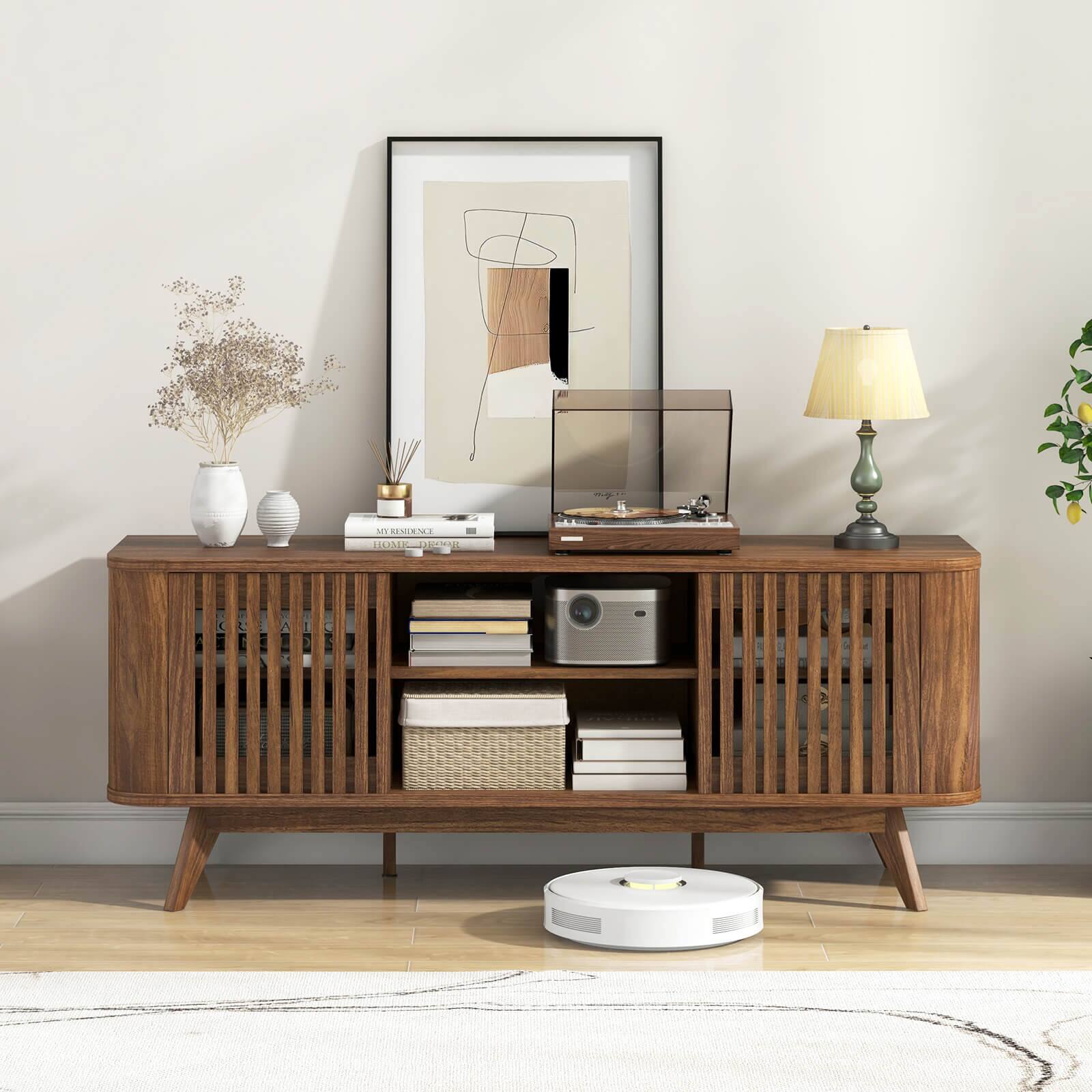 Costway TV Stand for TVs up to 60" 2Door Mid Century TV Console Table