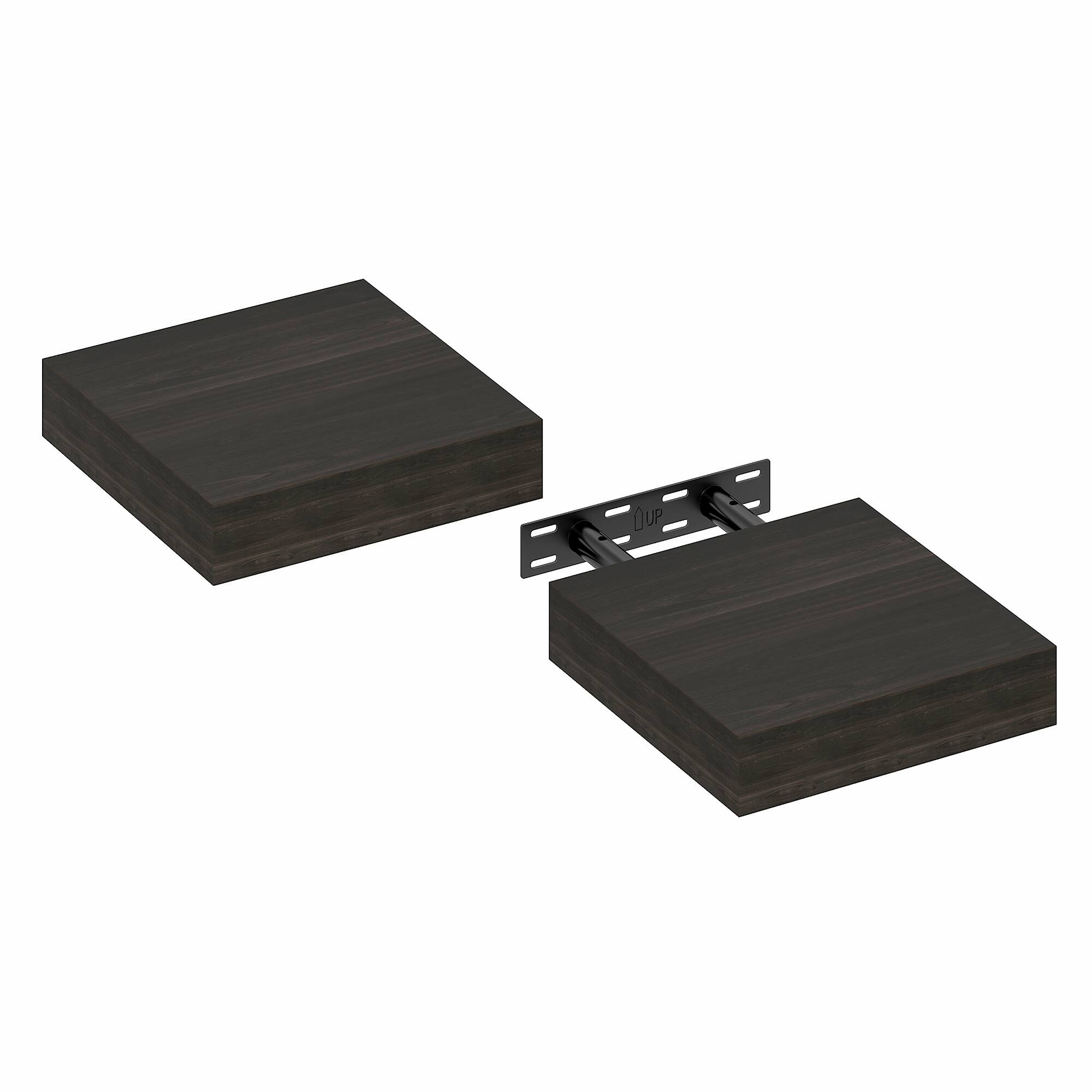 Alt View 3. Furinno - TANNA Floating Shelves for Wall Set of 2, 9 x 9 Wall Shelf, Wall Mounted Shelf with Invisible Bracket, 2-in Thick - Tobacco Oak.