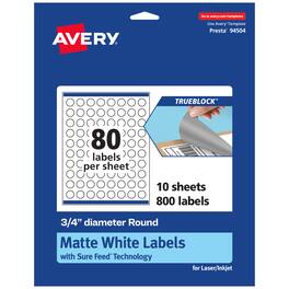 Avery - TrueBlock Round Labels, 0.75" Diameter, 800ct - White