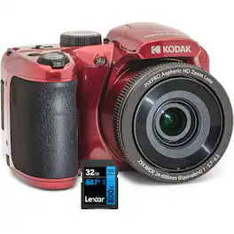 Kodak - PIXPRO Astro Zoom 16MP Digital Camera 25X Zoom Red with 32GB Memory Card