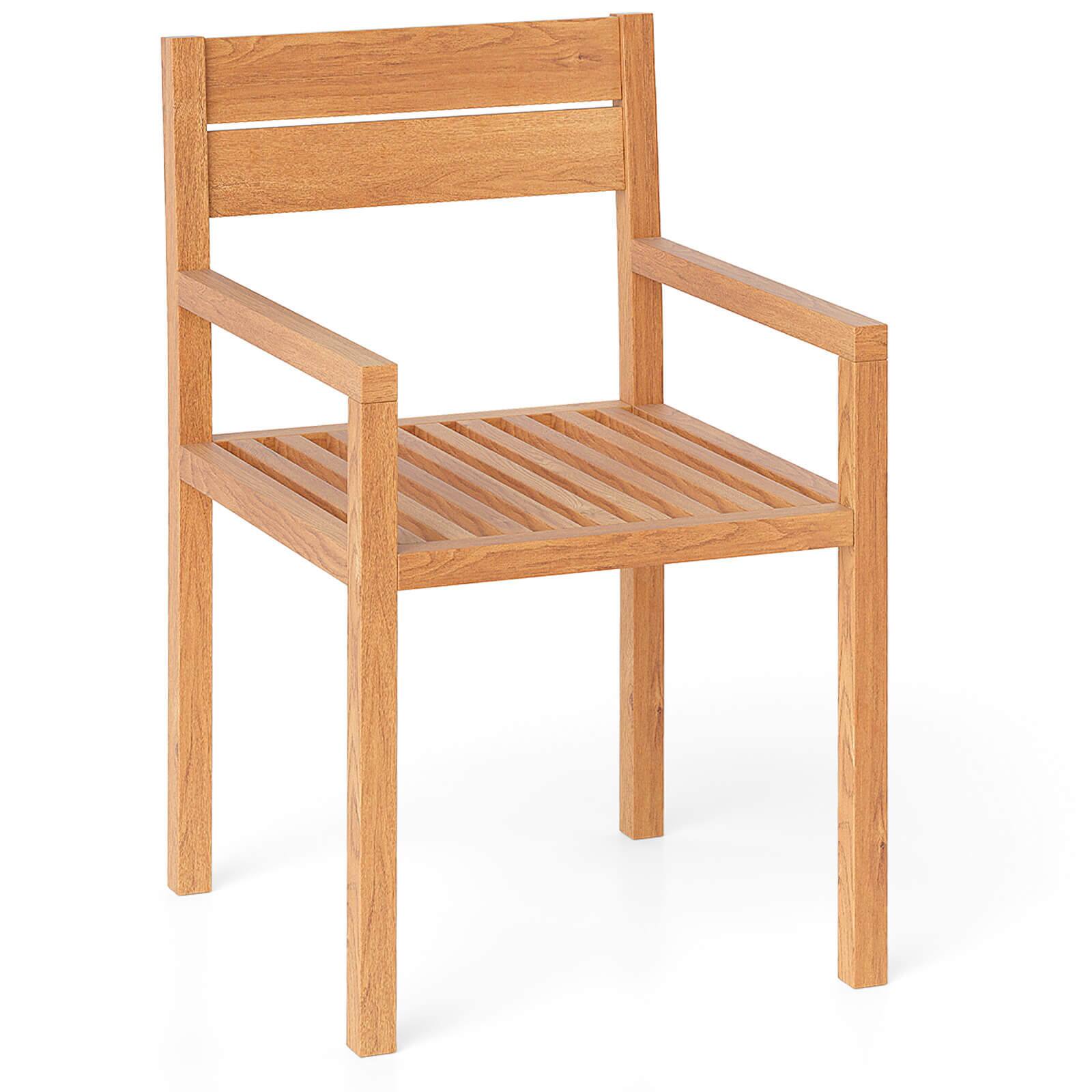 Front. Costway - Costway 1 PCS Outdoor Teak Wood Chair Patio Dining Armchair with Slatted Seat & Backrest - Natural.
