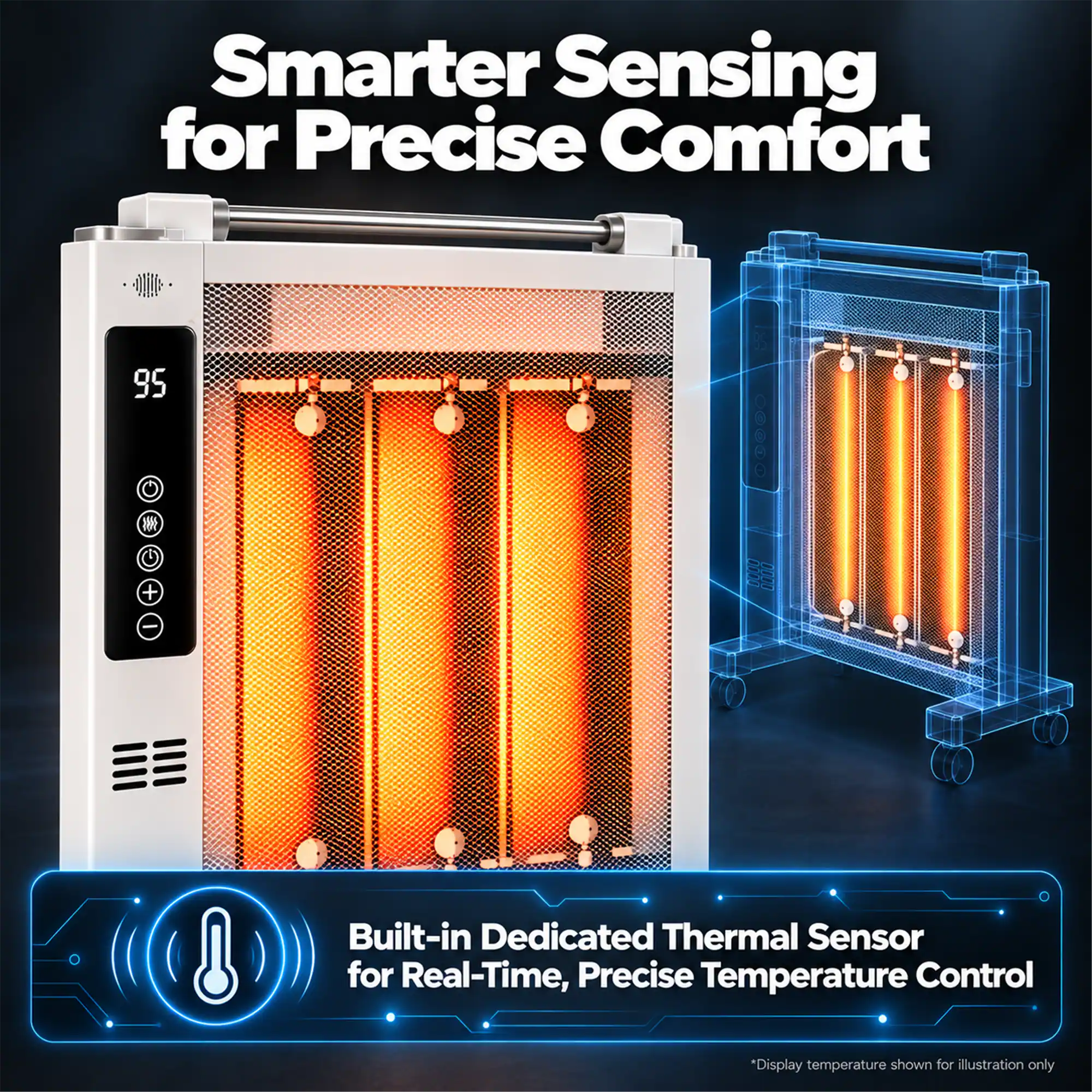 Smarter Sensing for Precise Comfort

95

Built-in Dedicated Thermal Sensor for Real-Time, Precise Temperature Control

*Display temperature shown for illustration only