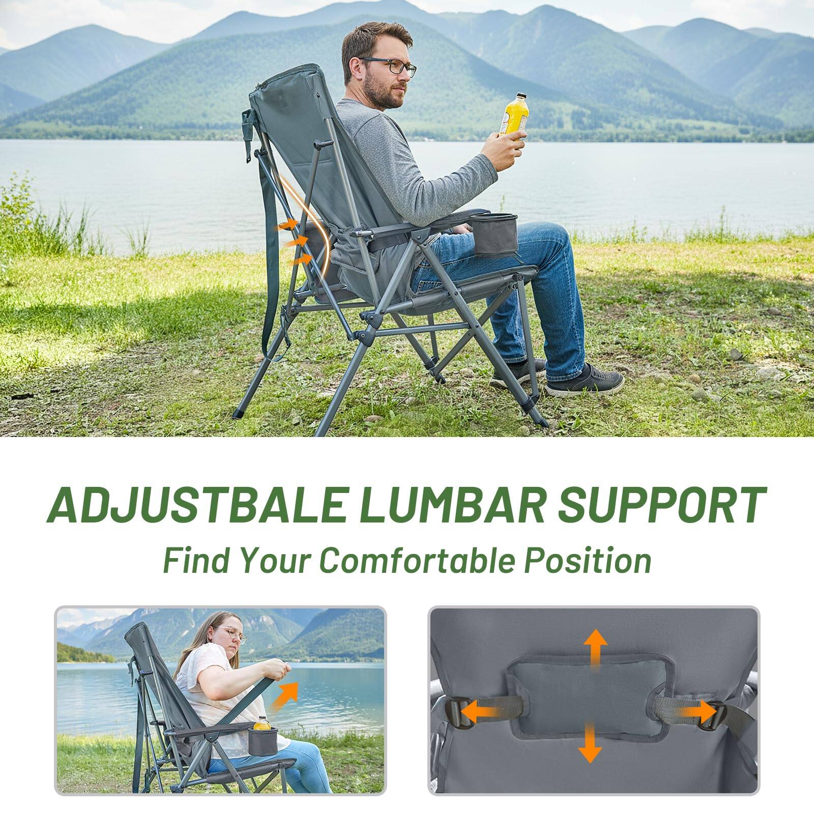 ADJUSTABLE LUMBAR SUPPORT  
Find Your Comfortable Position