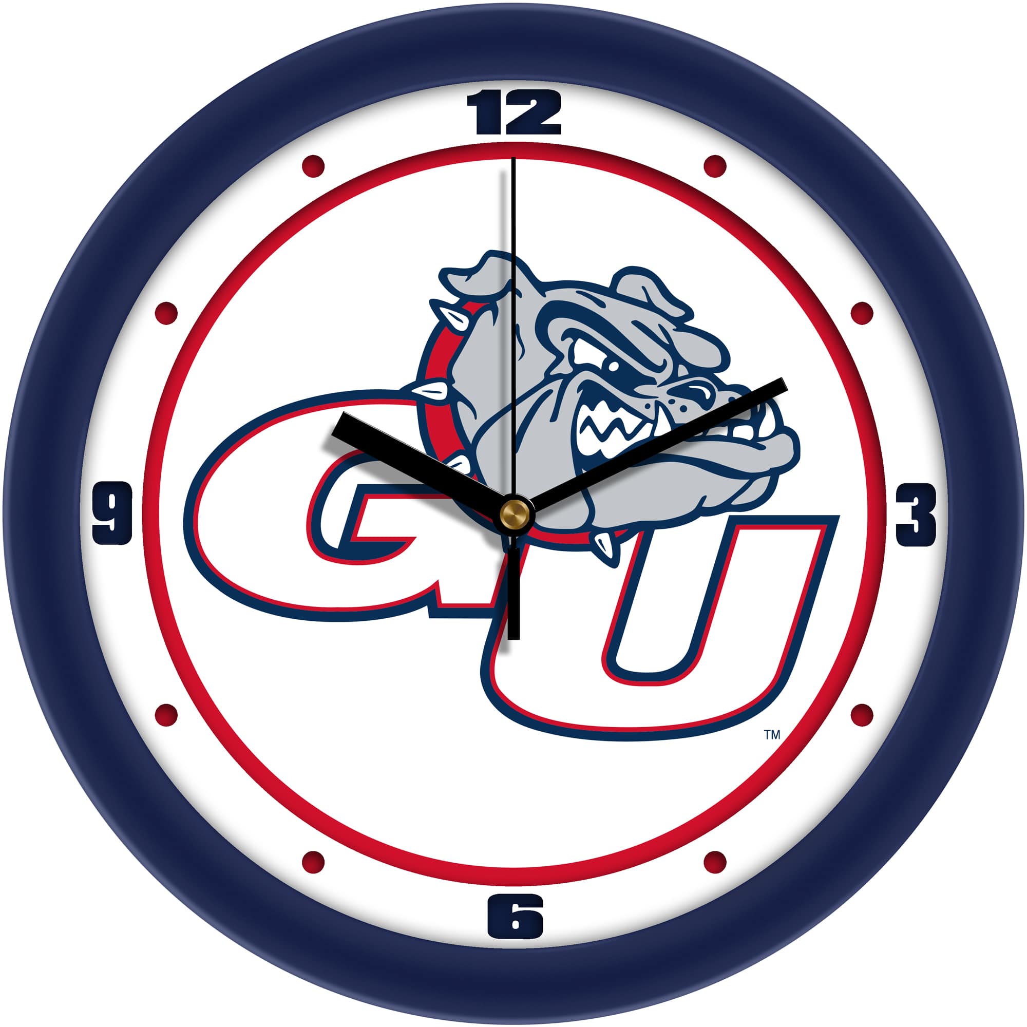 MpDirect - Gonzaga Bulldogs 11.5'' Suntime Premium Glass Face Traditional Logo Wall Clock - Multicolor