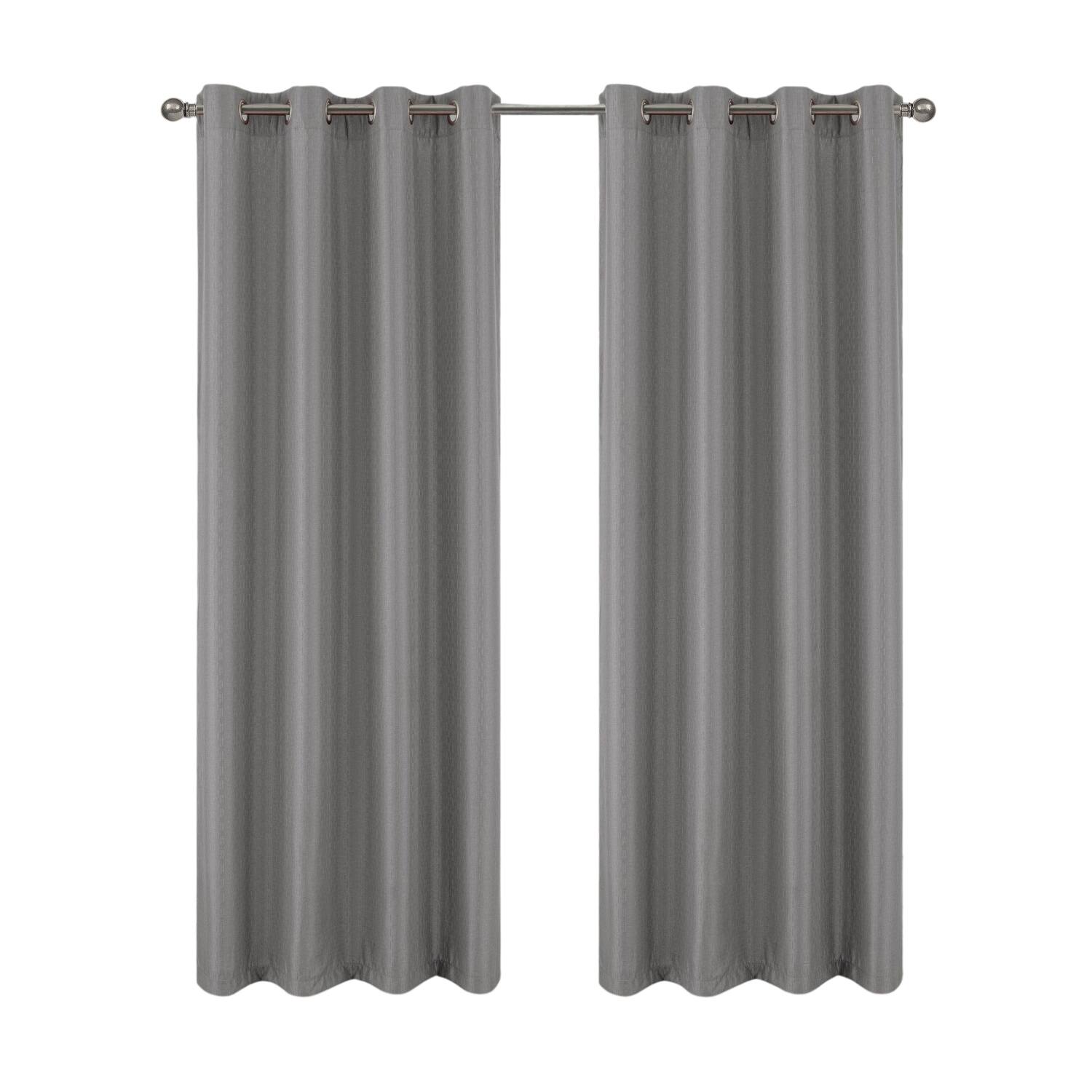 Front. RT Designers Collection - RT Designers Collection 100% Polyester 140 GSM Sedona Jacquard Grommet Curtain Panel 54" x 90" Grey - Grey.
