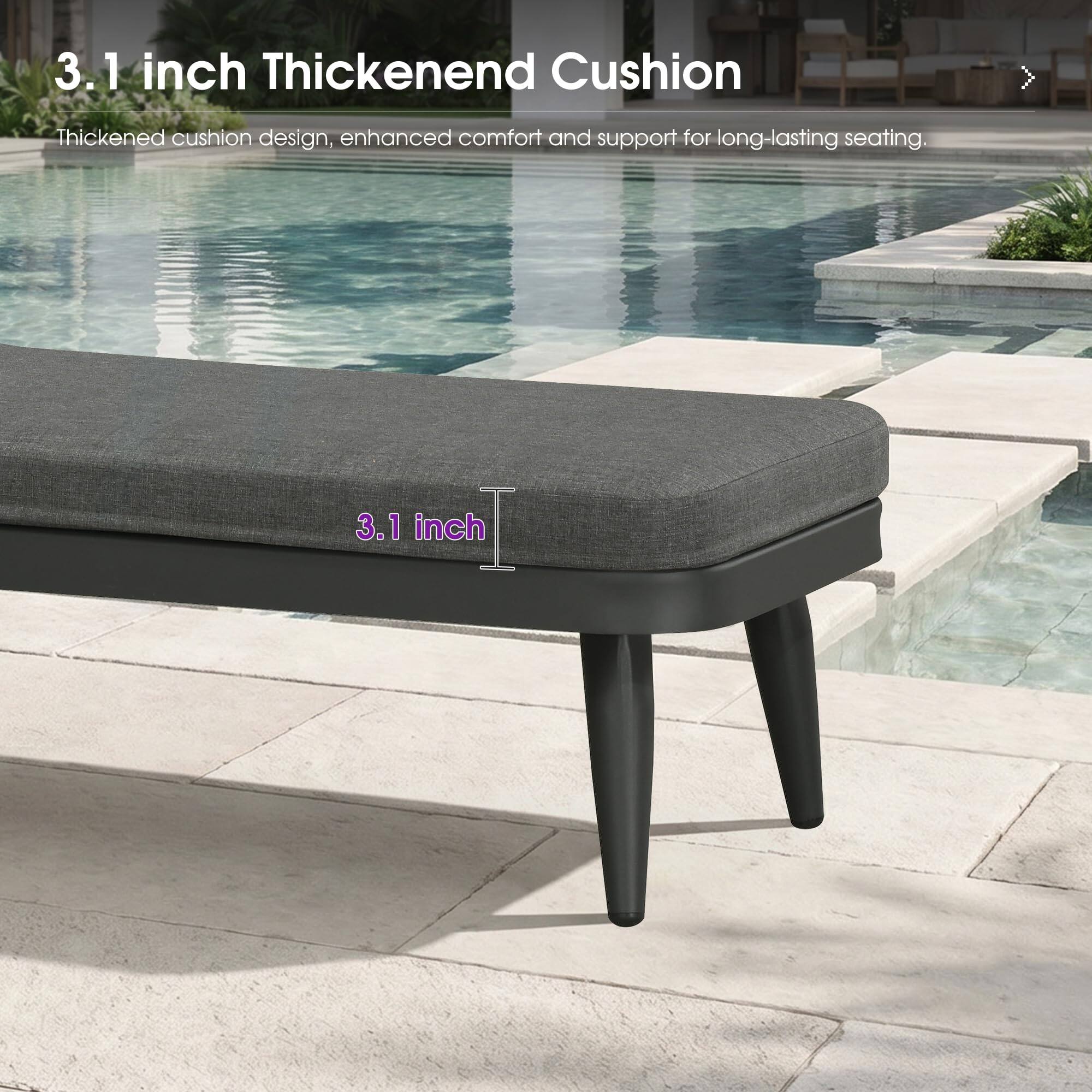 3.1 inch Thickened Cushion  
Thickened cushion design, enhanced comfort and support for long-lasting seating.