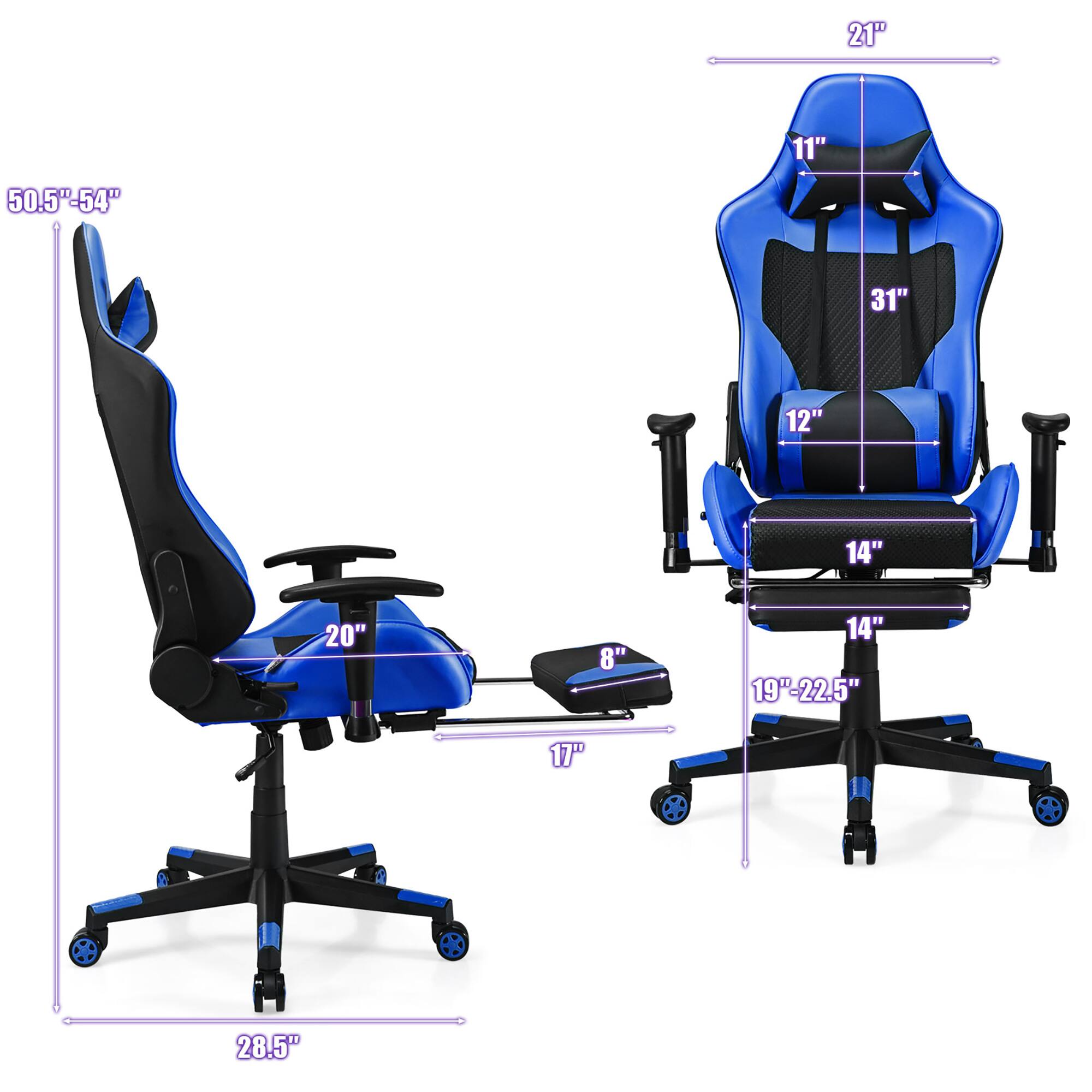 The text on the image reads: "21" 11" 50.5"-54" 31" 12' 14" 20" 8" 14" 19"-22.5" 17" 28.5". This information likely represents the dimensions of the chair and its components, such as the seat height, backrest height, and armrest height.