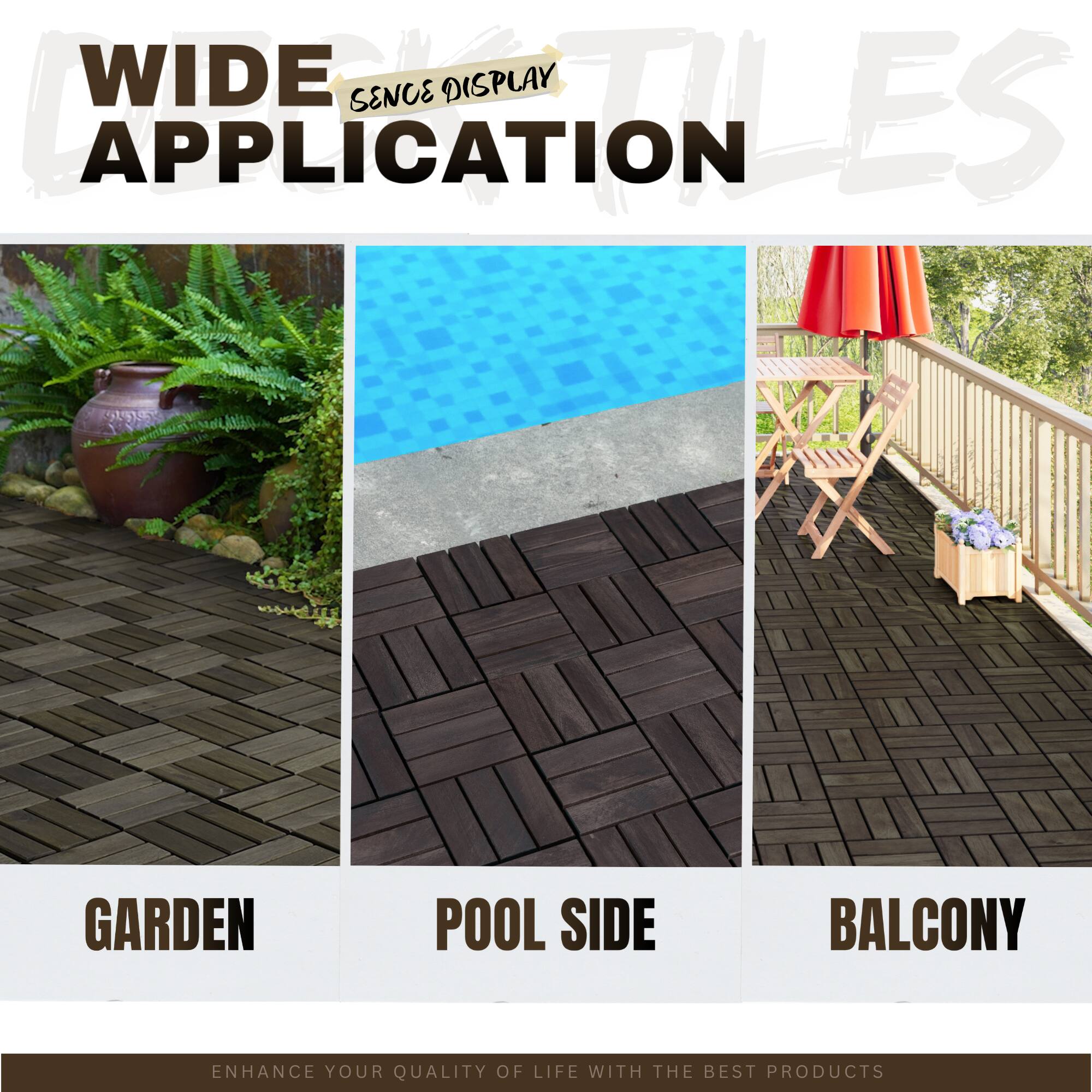 WIDE SENSE DISPLAY APPLICATION  
TILES  

GARDEN  
POOL SIDE  
BALCONY  

ENHANCE YOUR QUALITY OF LIFE WITH THE BEST PRODUCTS