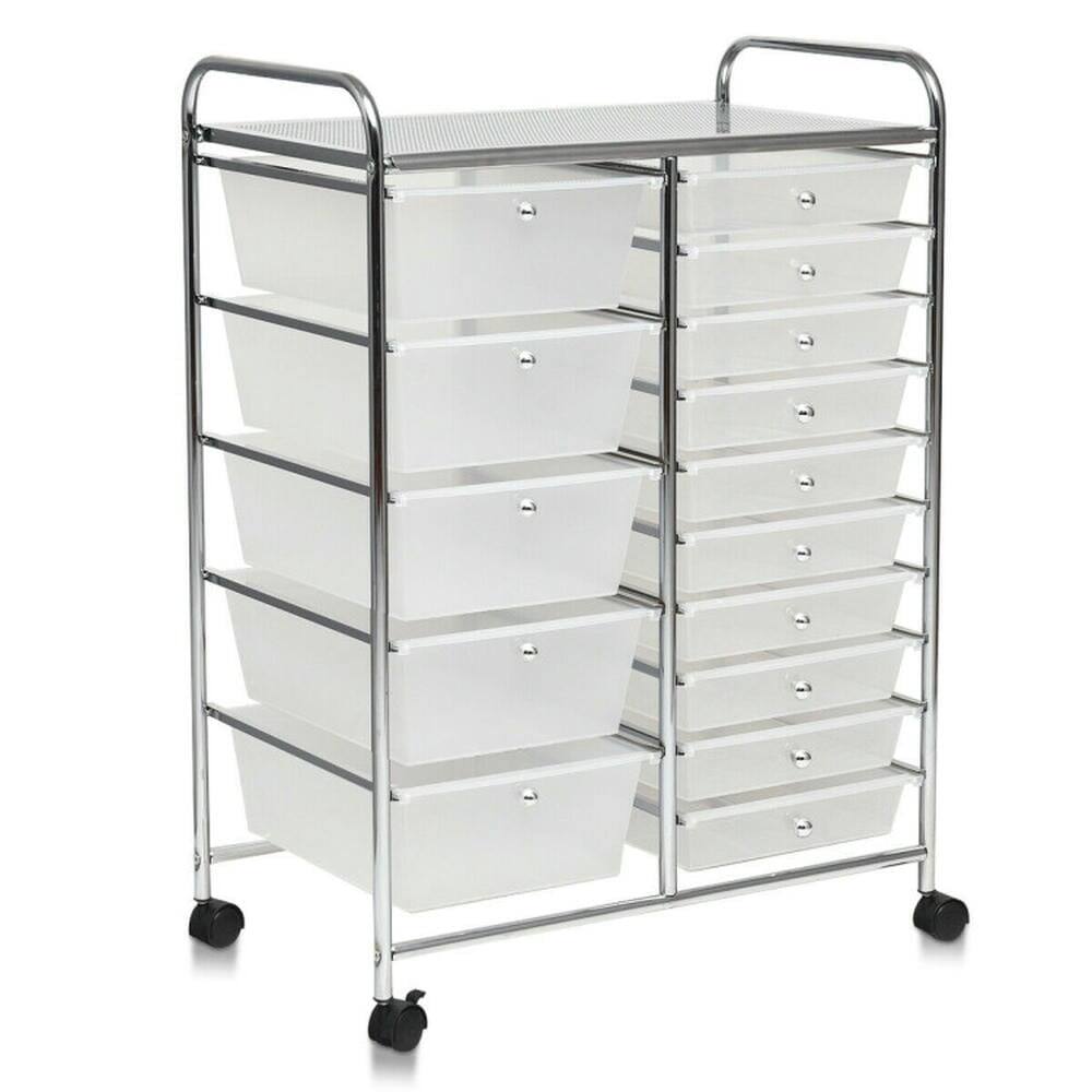 Front. Pefilos - 15 Drawers Rolling Storage Cart Organizer-clear, Craft Organizers and Storage, Multipurpose Organizer Cart for Home - Clear.