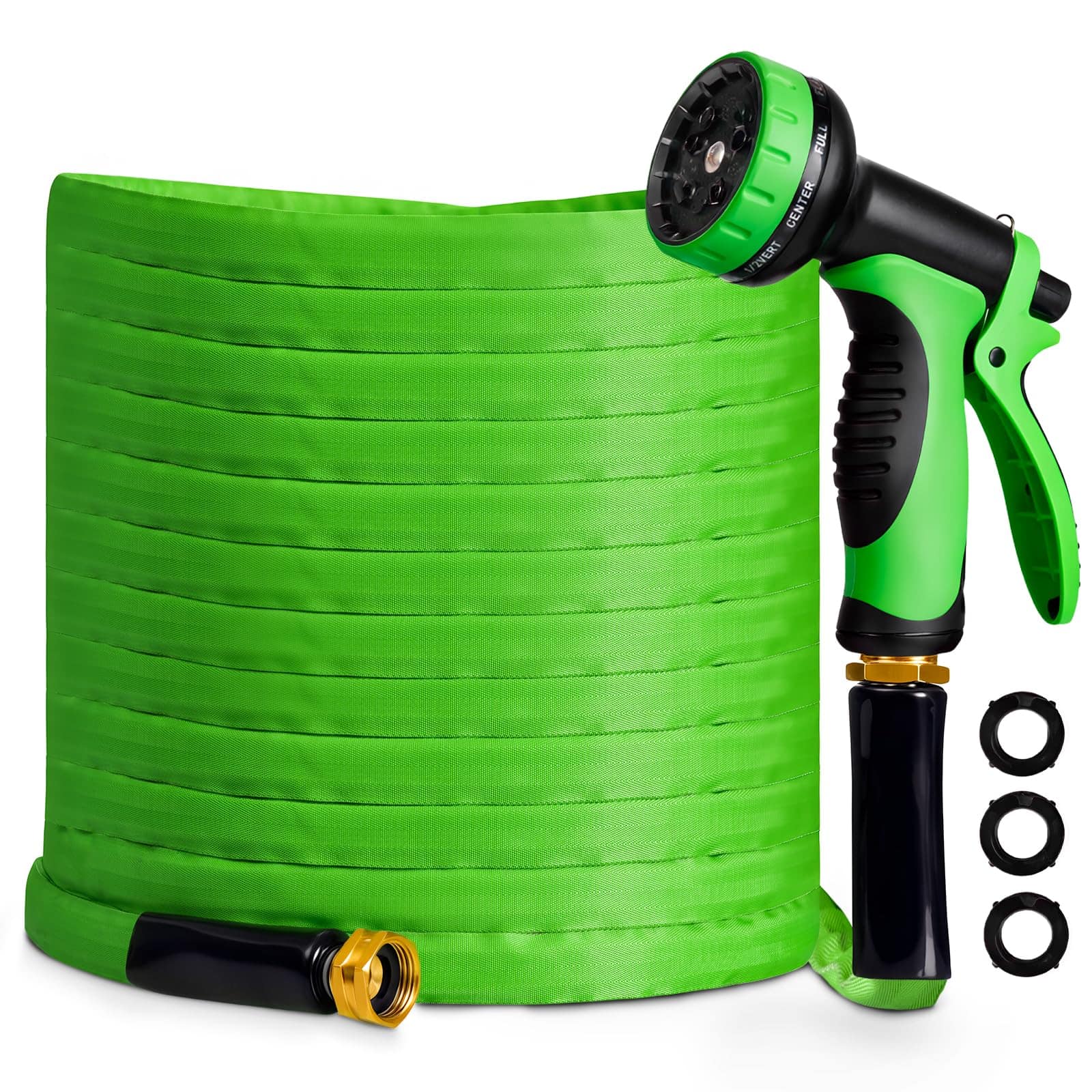 JETRANSPORT - Garden Hose 100 Ft Non-expanding 10 Functional Nozzles Anti-kink Heavy Duty Flexible Water 100 Suitable For Ou - Green 75ft