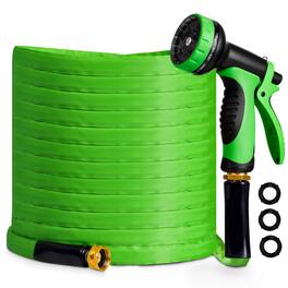 JETRANSPORT - Garden Hose 100 Ft Non-expanding 10 Functional Nozzles Anti-kink Heavy Duty Flexible Water 100 Suitable For Ou - Green 75ft
