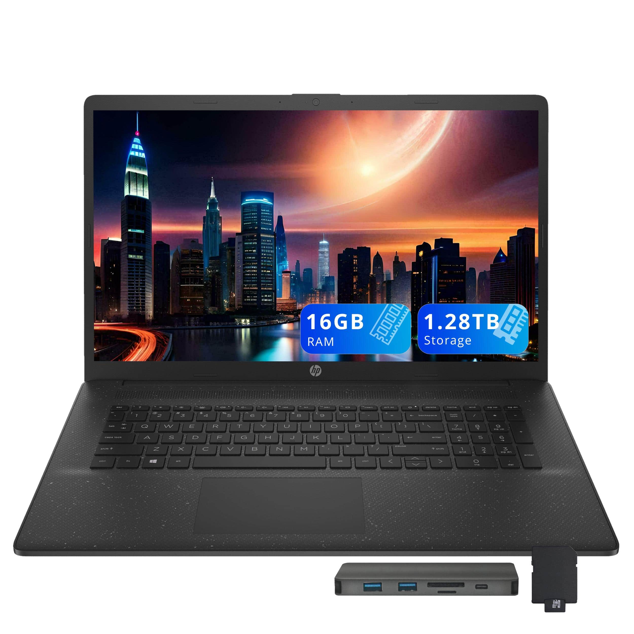 HP - 17.3" HD+ Laptop,Intel i7-1255U,16GB RAM,1TB SSD+288GB Docking Station Set,Intel Iris Xe Graphics,Win 11 - Black