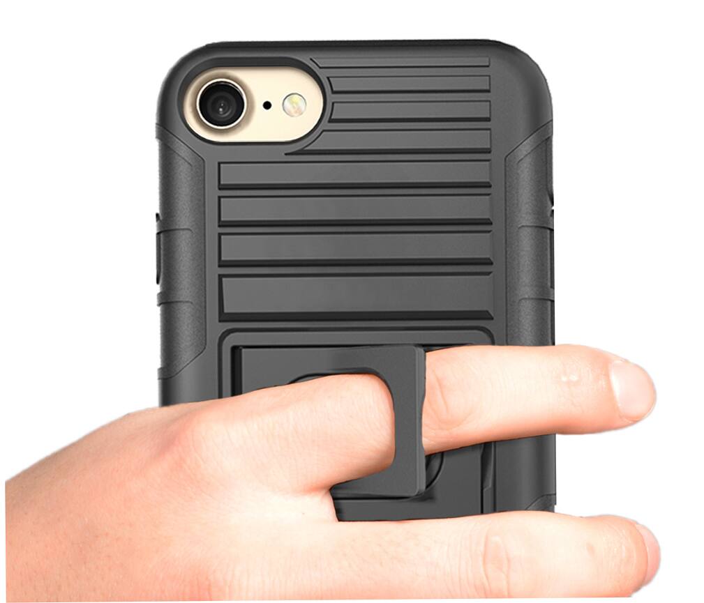 Alt View 4. Nakedcellphone - Combo for iPhone SE (2022, 2020), iPhone 8 - Ring Grip/Stand Case and Belt Clip Holster - Black.