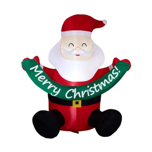 Winado - 5.8 FT Christmas Santa Claus Holding Banner Inflatable Decoration for Outdoor Air Blown Holiday - Multicolor