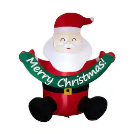 Winado - 5.8 FT Christmas Santa Claus Holding Banner Inflatable Decoration for Outdoor Air Blown Holiday - Multicolor