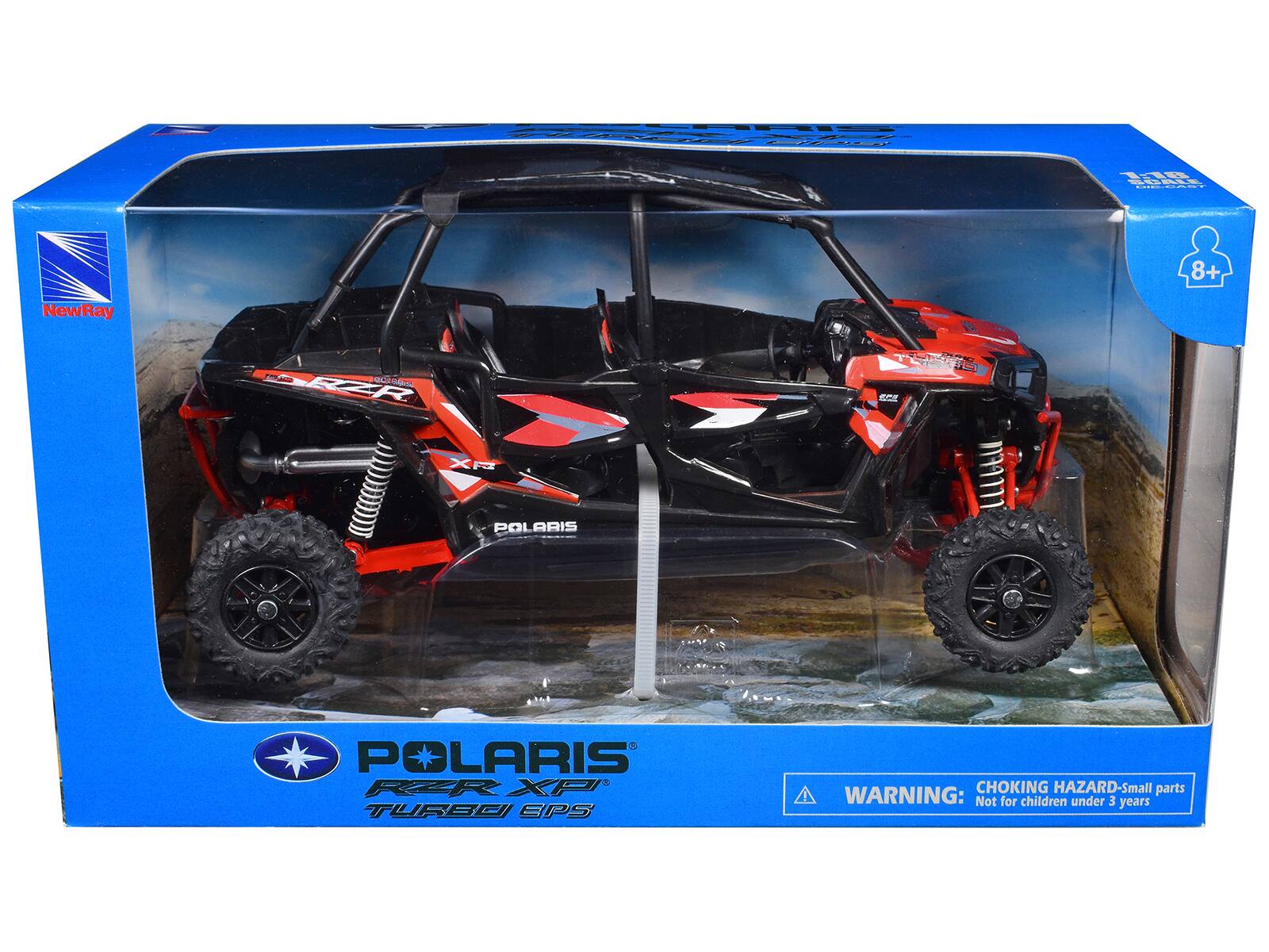148 BOE-- - 8+ NewRay SC adne BZR R  
DETEN  
EO XP  
POLARIS  
POLARIS RZR XP TURBO  
APS  
CHOKING HAZARD-Small parts  
WARNING: Not for children under 3 years