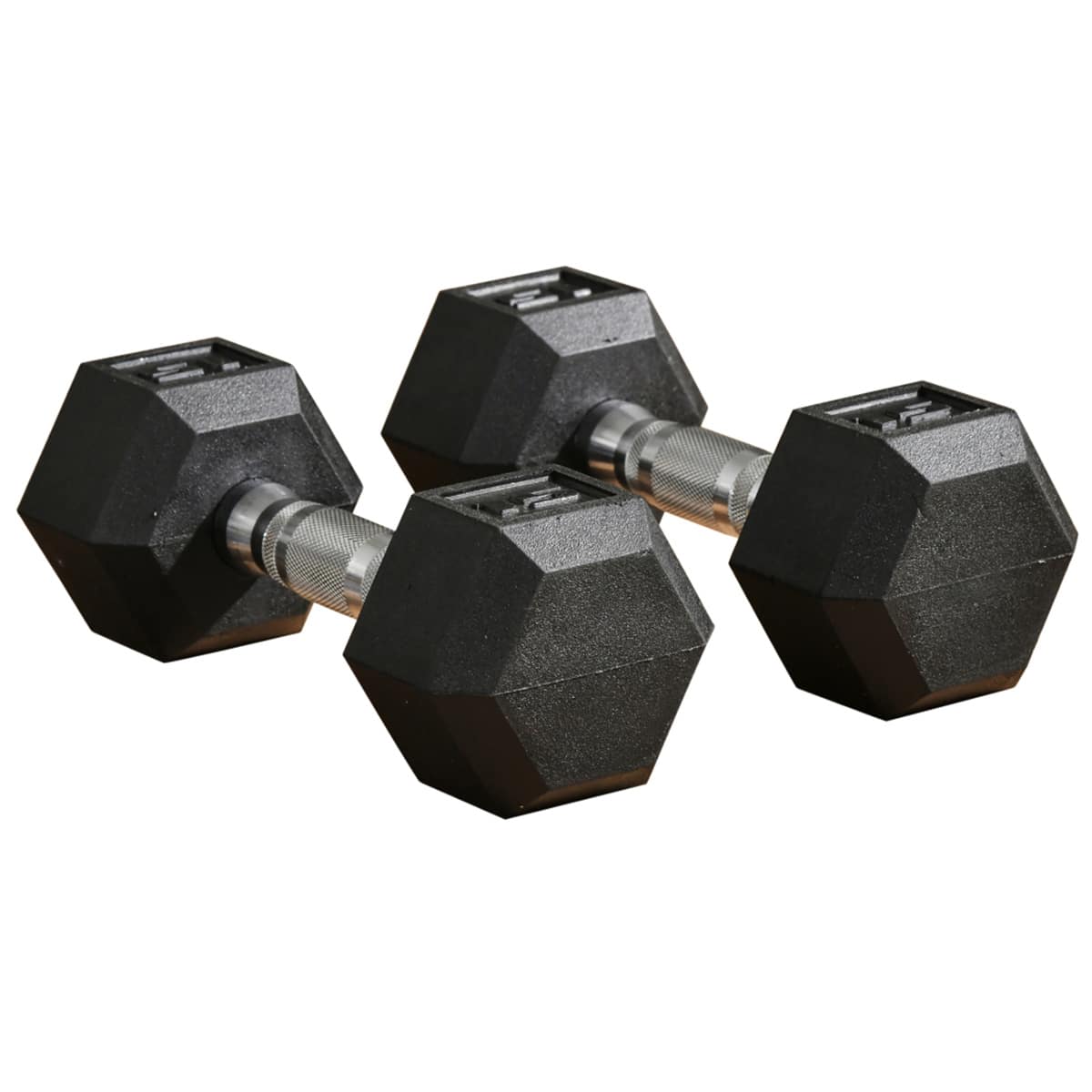 HTUTWOO - Hex Dumbbell Set - 2 x 15lbs Rubber Weights with Non-Slip Handles, Anti-roll Design, Gym Workout Equipment for Women Men - Black