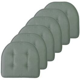 Sweet Home Collection - Solid Color U Shaped Memory Foam 17" x 16" Chair Cushions, 6-Pack - Scuba