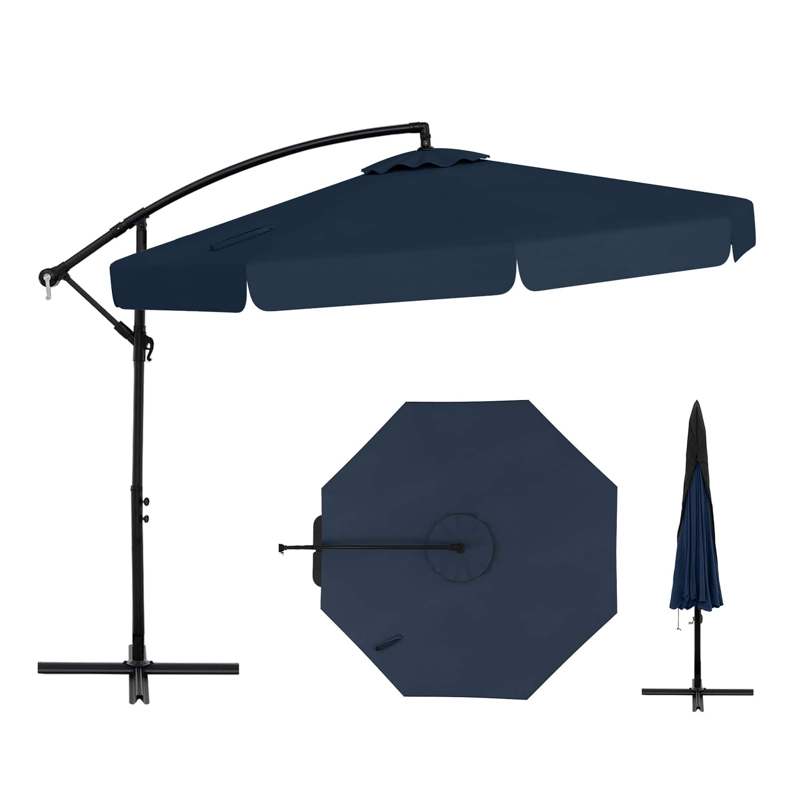 Gymax - 10FT Offset Hanging Umbrella Patio Cantilever Umbrella w/ Easy Tilt Adjustment - Navy price history on PriceWatchPro