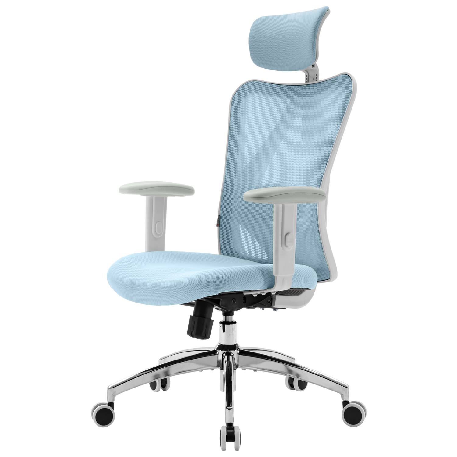 Front. SIHOO - M18 Ergonomic Office Chair, Computer Desk Chair with Adjustable Headrest, High Back Swivel Chair for Home Office - Blue.