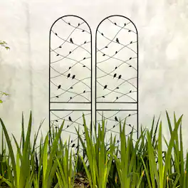 Loheer - 2 Pack Metal Garden Trellis 7.2 ft x 1.6 ft Rustproof Climbing Plant Support - Black
