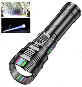PRIMEPLUS - A08 5000mAh Rechargeable Tactical Flashlight 1000 Lumens, 500m Beam, Zoomable, 5 Modes – Emergency, Camping, Hiking - Black