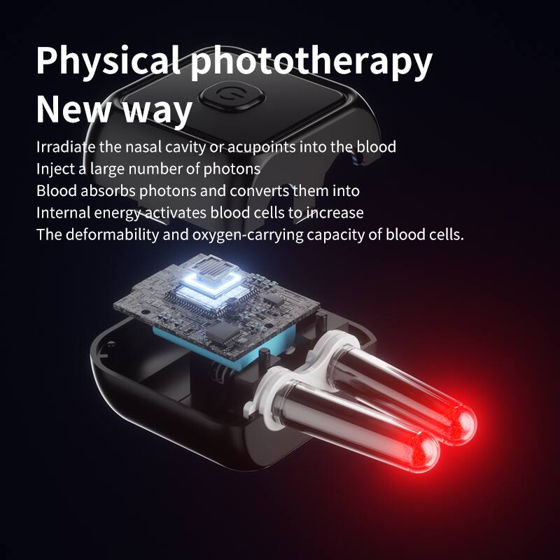 Physical phototherapy  
New way  

Irradiate the nasal cavity or acupoints into the blood  
Inject a large number of photons  
Blood absorbs photons and converts them into internal energy, activating blood cells to increase the deformability and oxygen-carrying capacity of blood cells.