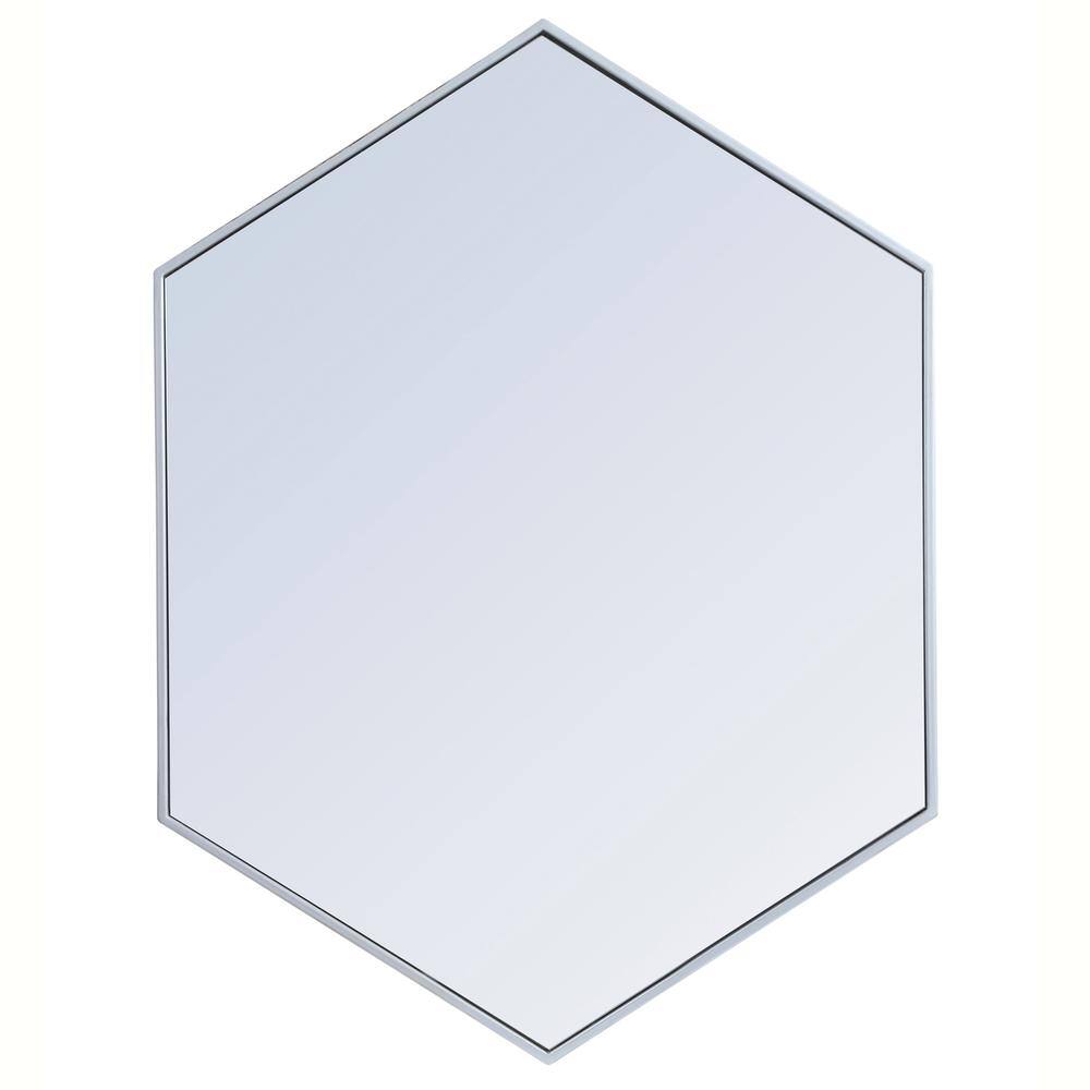 Alt View 2. Elegant Decor - Metal frame hexagon mirror 30 inch in silver - Silver.