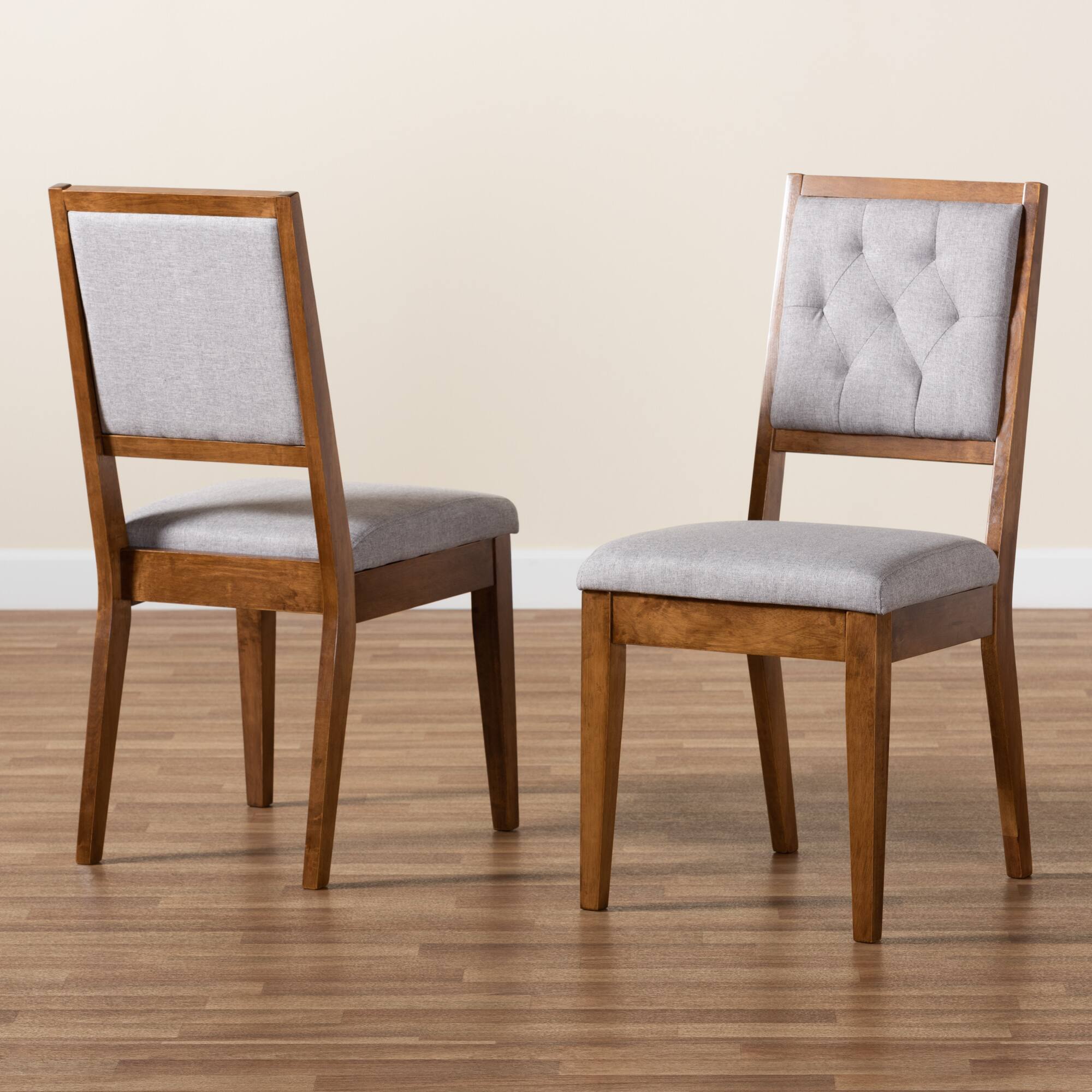 Alt View 4. Baxton Studio - Gideon Modern Fabric Upholstered and Finished Wood 2-Piece Dining Chair Set - Grey/Walnut Brown.