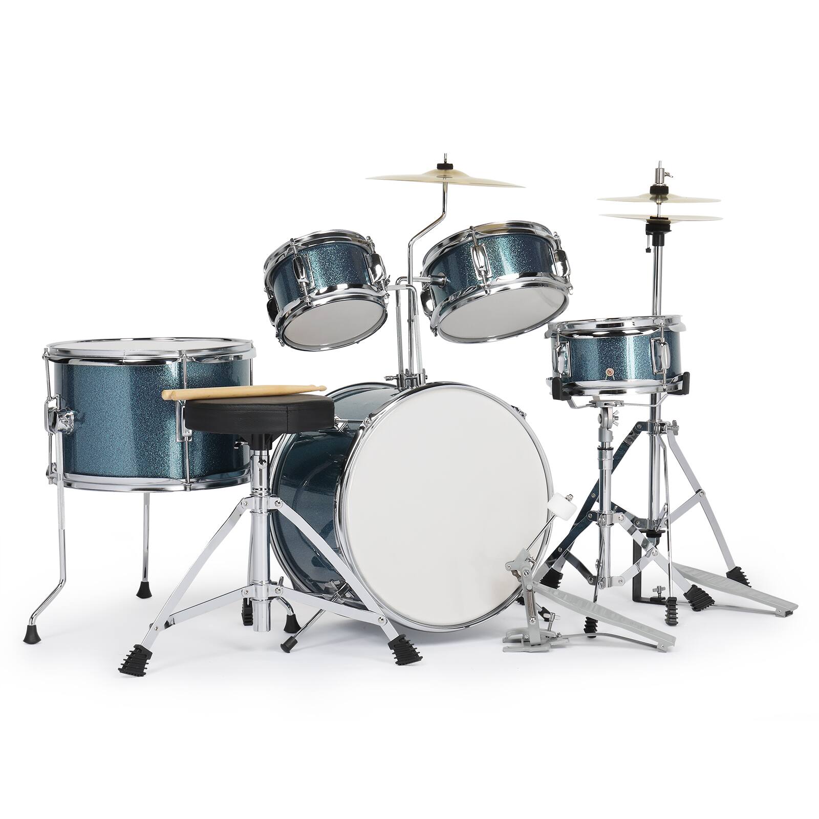 Alt View 2. Winado - 5 Piece Full Size Complete Junior Starter Drum Set Cymbals Kit /w Stool,Sticks.