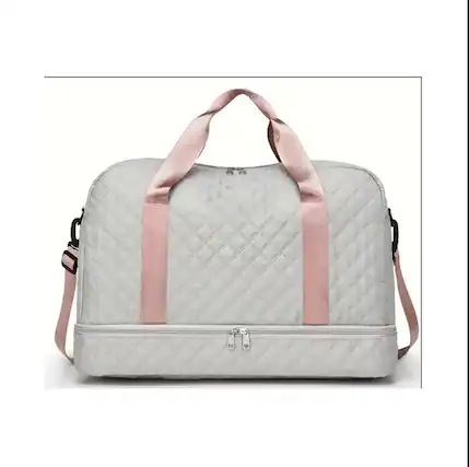 Front. Wikistore - Wikistore Diamond Pattern Small Square Crossbody Tote with Dry Wet Separation Grey - Grey.
