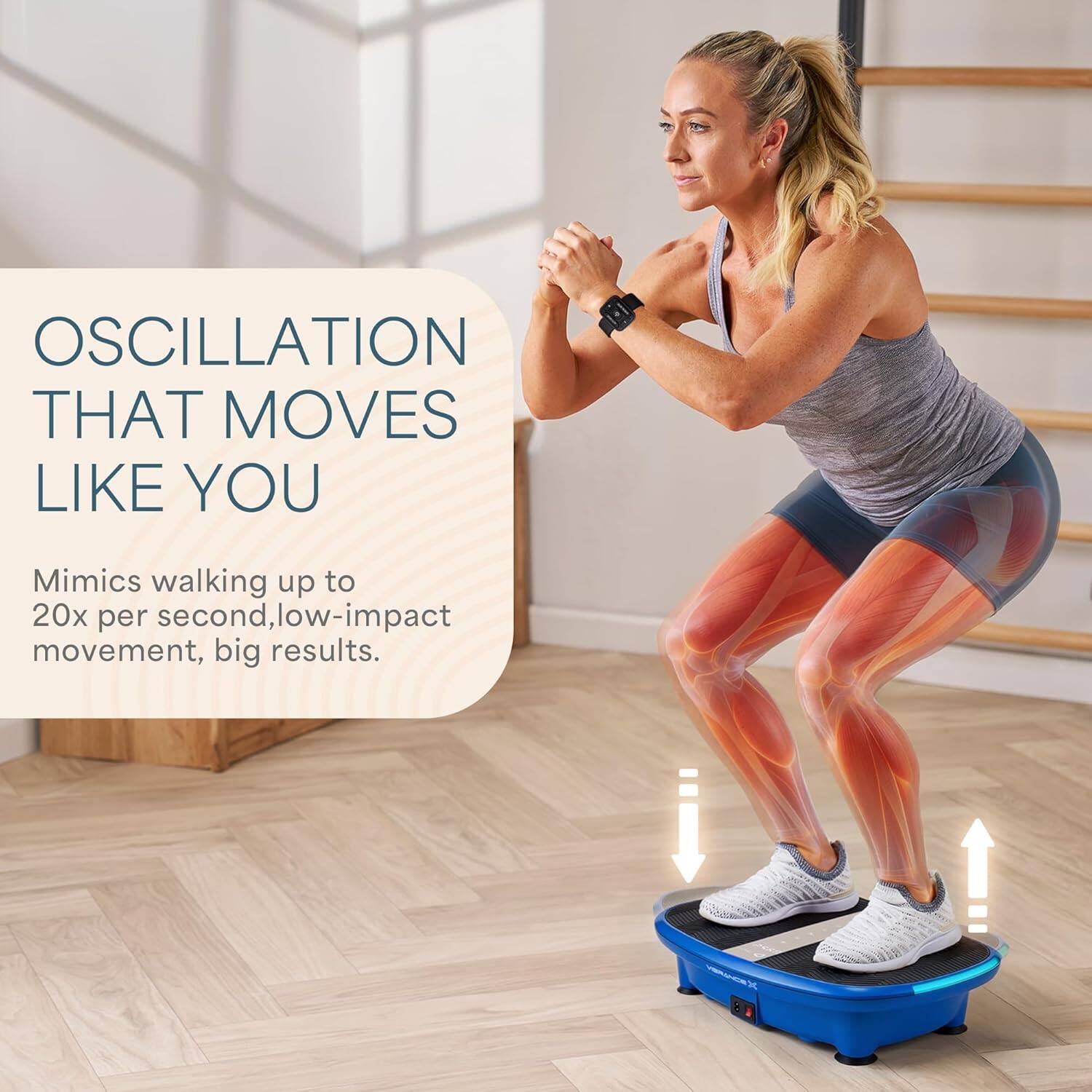 OSCILLATION THAT MOVES LIKE YOU

Mimics walking up to 20x per second, low-impact movement, big results.