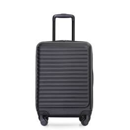 BreeBe - Lightweight 20' Carry On Luggage Suitcase with Spinner Wheels - Black