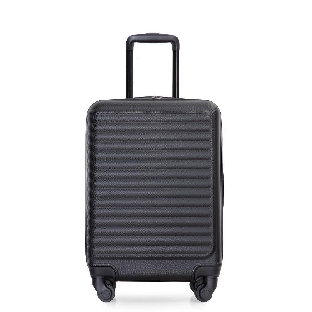 Front. BreeBe - Lightweight 20' Carry On Luggage Suitcase with Spinner Wheels - Black.